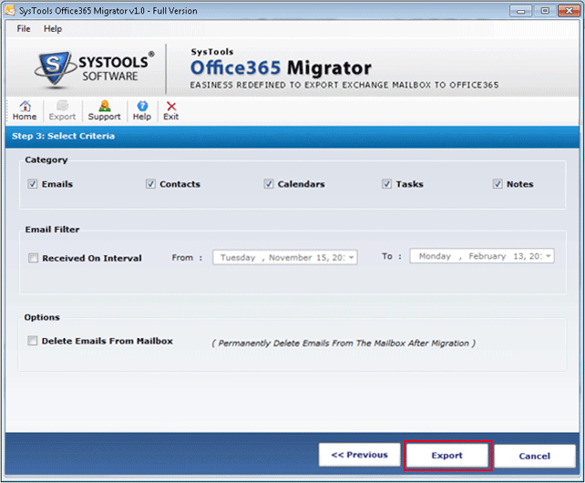 choose filter criteria